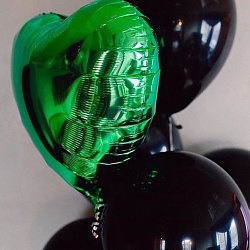 Набор шаров с фольгированным сердцем зеленым