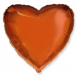 Шар фольгированный сердце цвета оранжевый