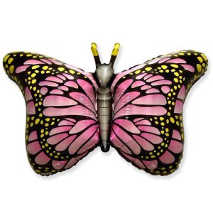 Фольгированный-шар-бабочка-монарх-розовый