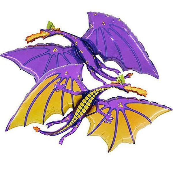 Воздушный-шар-черный-маленький-дракон-фиолетовый